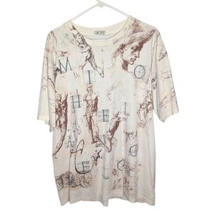 Vintage Wildwood productions Michelangelo art body anatomy AOP Mens tshirt XL